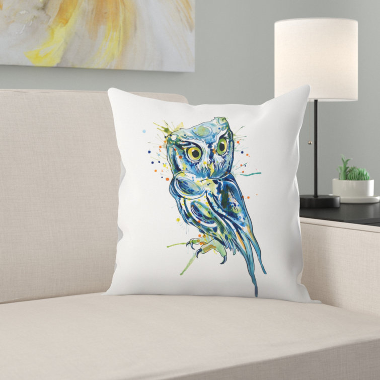 East Urban Home Blue Owl Throw Pillow Wayfair